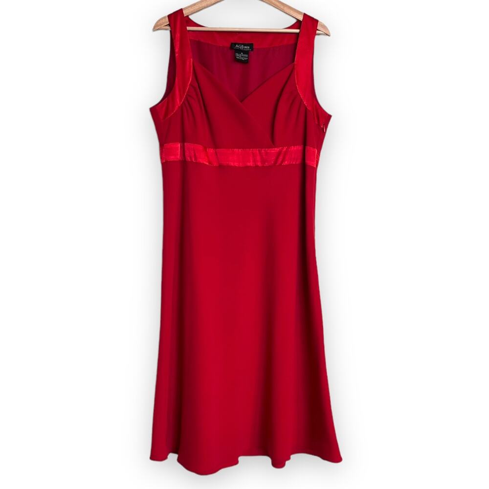 AGB Vintage Sleeveless Sweetheart Neck Midi Length Red Dress Women's Size 16